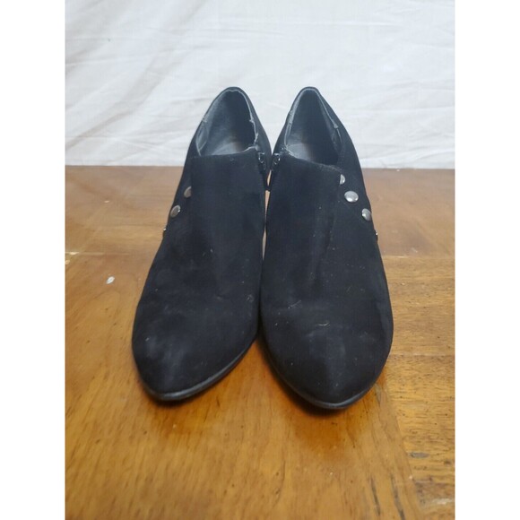 Aerosoles Outrole Black Faux Suede Slip On Heeled Ankle Boot Shooties Size 8.5 - Picture 6 of 7